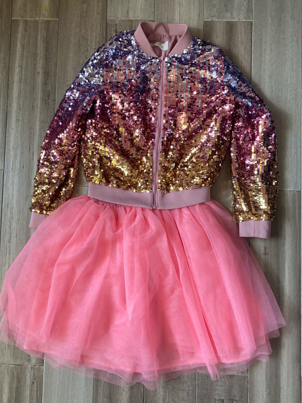 H&M Pink Sequin Jacket with Pink Tulle Dress for Girls Size 8-10
